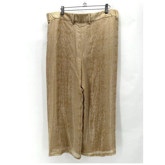 Vintage Carlisle 100% Silk Wide Leg Pants Womens‎ 10 Beige Snakeskin Old Money - Picture 2 of 11